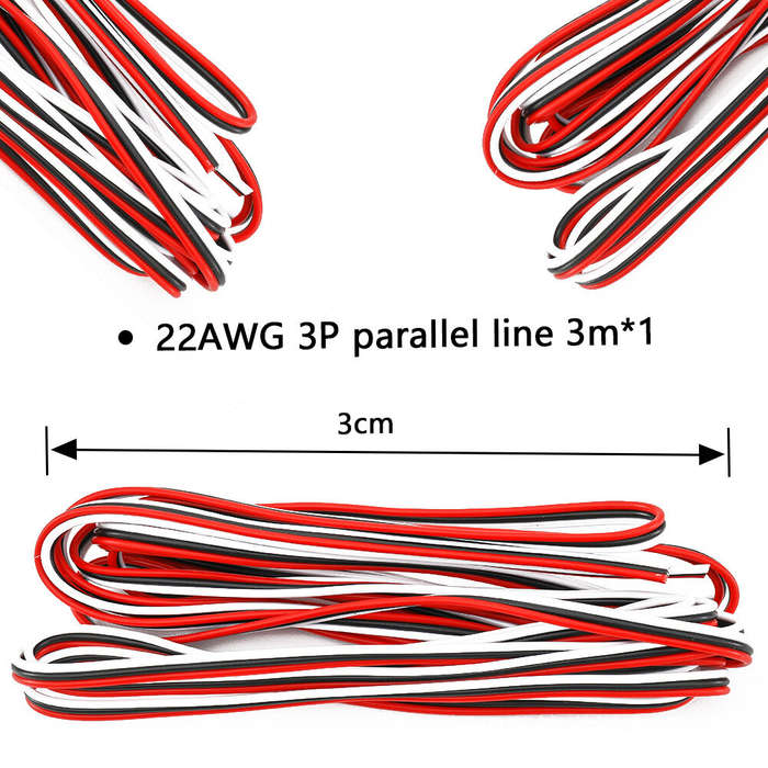 with box - JR 3P Connector Kit 22AWG 3 Meter Cable 0.8A 300V Secure Locking Heat Shrink Tubing RC Mo