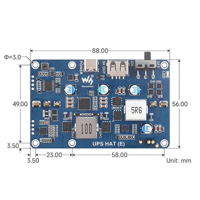 No battery - UPS HAT E Uninterruptible Power Supply Module for Raspberry Pi 5/4B/3B+ 5V 6A Output Ty