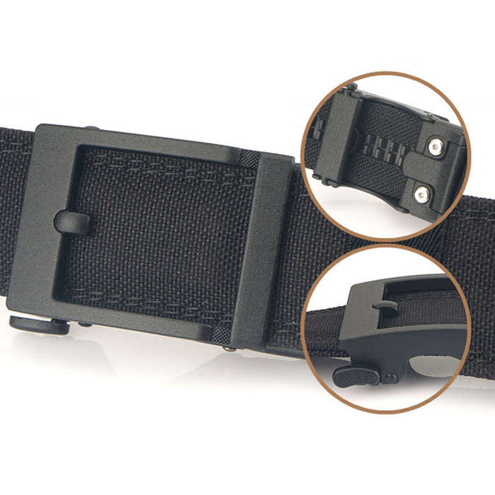 Black - TUSHI 120cm Metal Buckle Tactical Belt Nylon Wistand Inserting Buckle Casual Military Fan Be