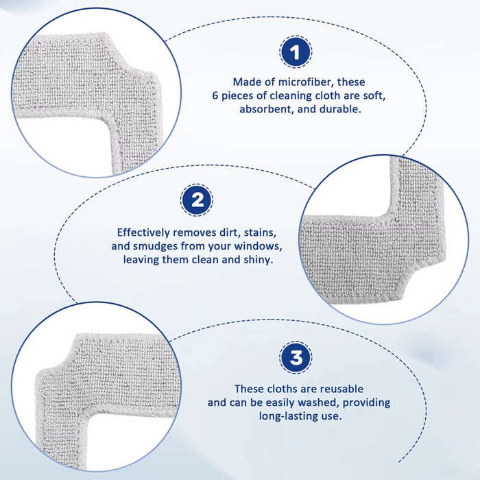 6pcs - 6pcs Window Cleaning Robot Mop Cloth Cleaning Cloth Towel Dusting Cloth for LIECTROUX YW910