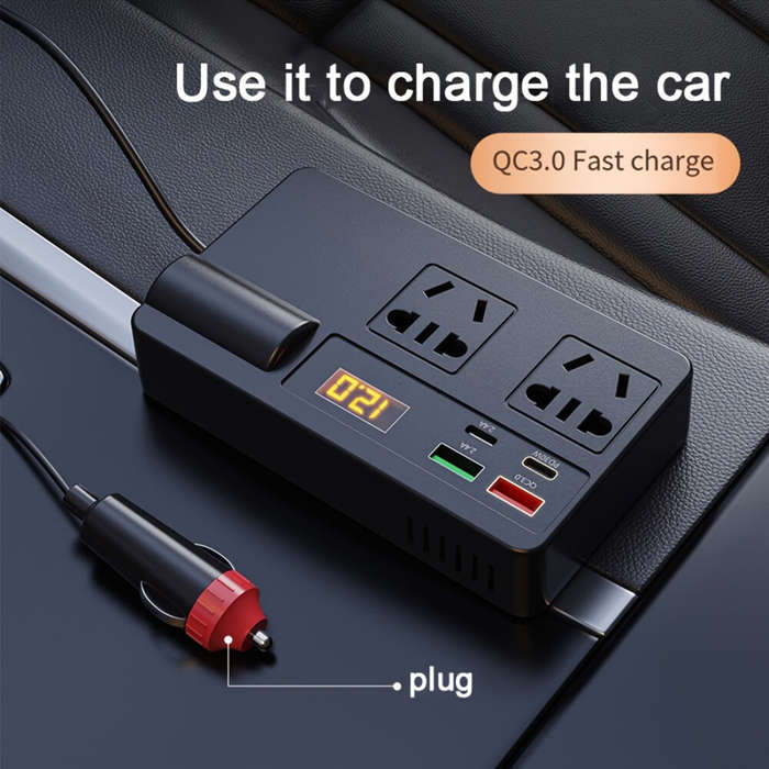 Black - Car Inverter 12V 24V to 220V Multi-Function Socket Mobile Phone Charger 120W Car Power Conve