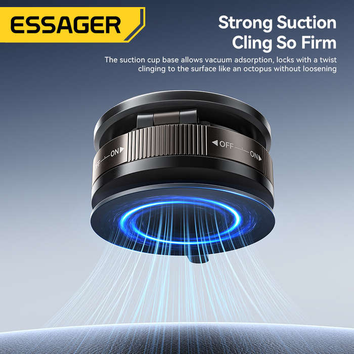 Black - Essager ES-ZJ35 Magnetic Phone Mount with Suction Cup Base Strong Vacuum Adsorption 360 Rota