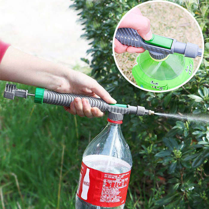 Grey - High Pressure Air Pump Manual Sprayer Adjustable Drink Bottle Spray Head Nozzle Garden Wateri