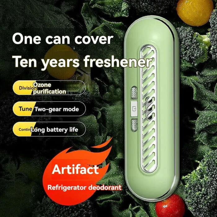 Green - Refrigerator Deodorizer Ozone Sterilization Air Purifier 1200mAh Battery with Quick Air Puri