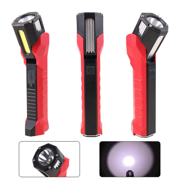 Grey - 8W LED+15W COB 1000LM LED Work Light 500M Long Range Super Bright Flashlight Built-in 18650 b