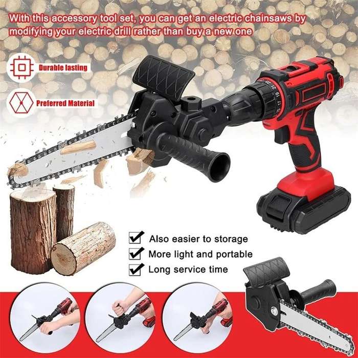 Type A - Portable Woodworking Conversion Kit 4 Inch Cutting Tool Chainsaw Adapter for Electric Drill