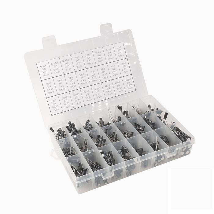 510pcs 24 Values10v/16v/25v/50v (0.1uf~1000uf)Electrolytic Capacitor Assorted Capacitors Assortment