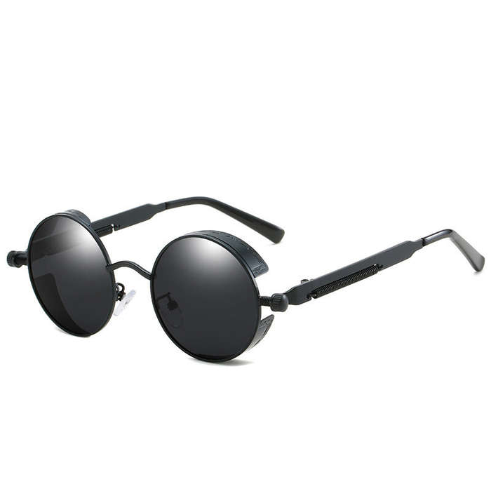 Silver - Men's Polarized Sunglasses Round Gothic Steampunk Sunglasses Men Vintage Metal Clear Lens G