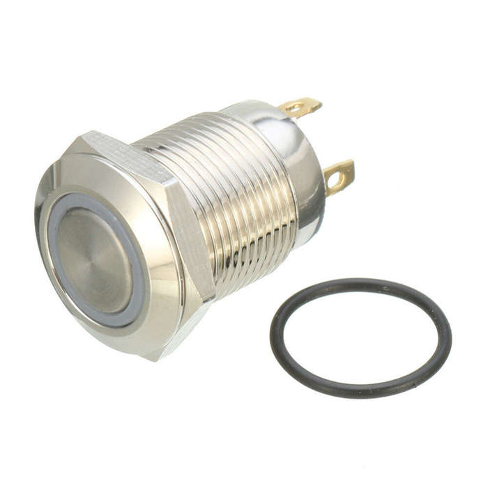 White - DC 12V 12mm 4 Pin Momentary Switch Led Light Metal Push Button Waterproof Switch