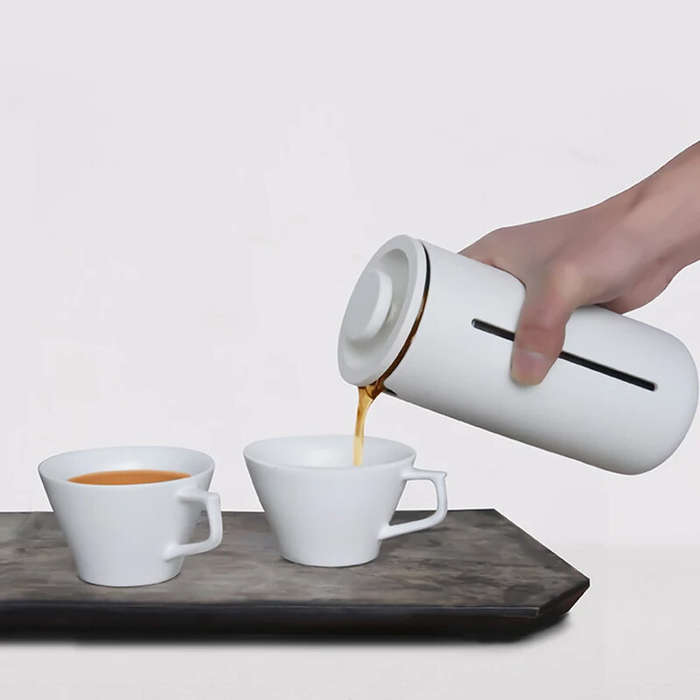 White - TIMEMORE U French Press Coffee Maker 450ML Hand Filter Coffee Maker Tea Maker French Thermal