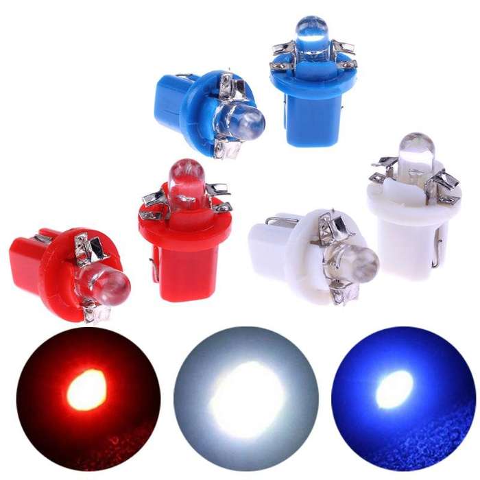 Blue - 10-Pack T5-B8.5D Single Dome LED Car Light Indicator Light Width Light 5050SMD1 LED Instrumen