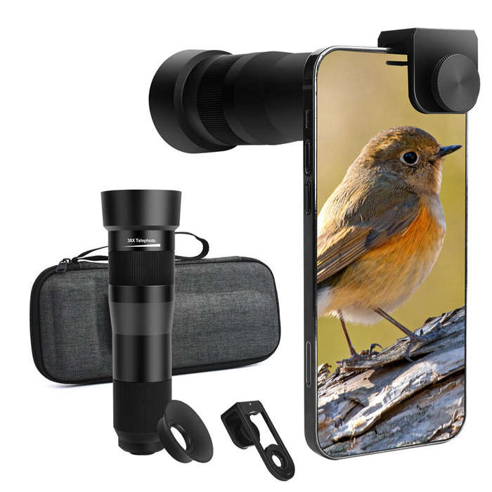 Telescope - IPRee 38X HD Zoom Lens Phone Monocular Telescope with Tripod Smartphone Adapter for iPho