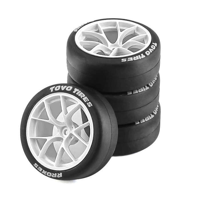 White - RC Rally Drift Tires On Road Racing Car Wheels Tyre for 1:10 Tamiya HSP HPI Kyosho TT01 TT02