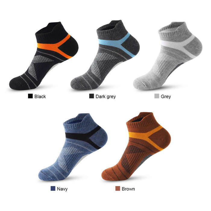 Black - 5 Pairs Men's High Quality Breathable Ankle Socks Summer Outdoor Casual Athletic Short Sport