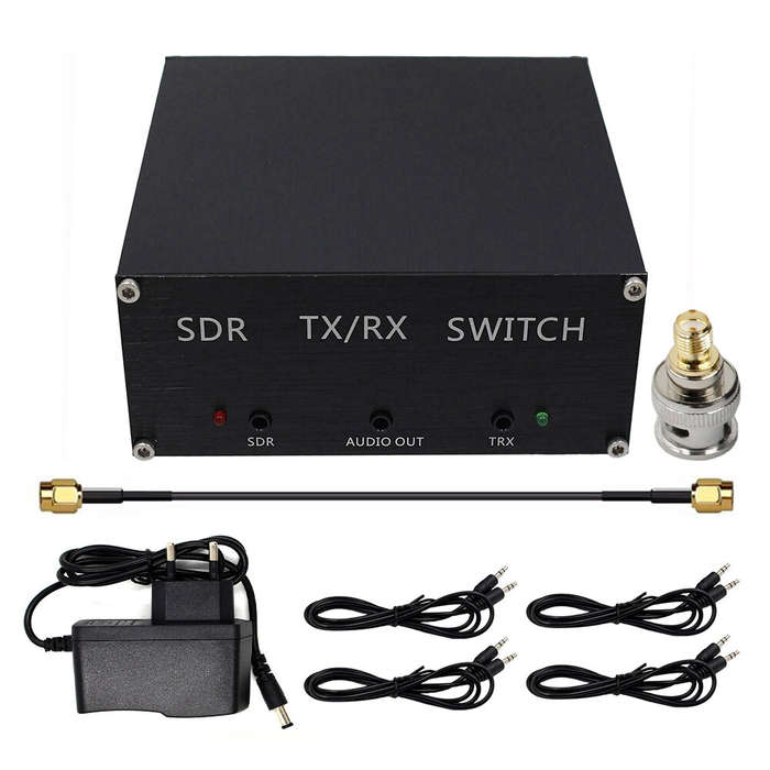 US Plug - SDR Transceiver Switch Antenna Sharer TR Switch Box 100W DC 160MHz Aluminum Alloy Box