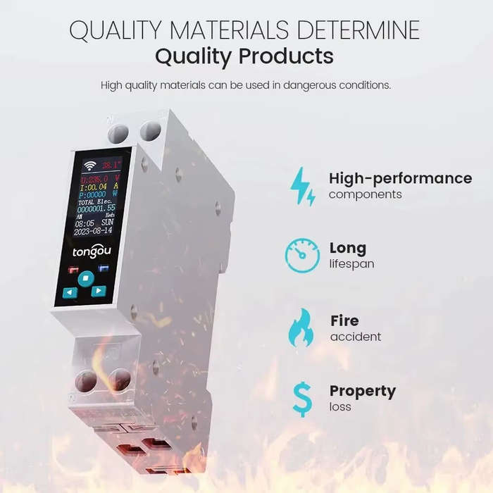 Black - Tongou 1-50A Tuya WIFI Smart Switch Circuit Breaker LED Energy Meter KWh Power Metering Time