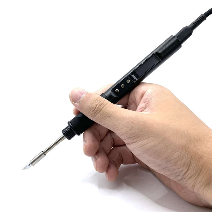 Sliver - L245P Smart Soldering Iron CNC Metal Case Dual PD/DC Power 65W-100W Fast Heating 0.91inch O