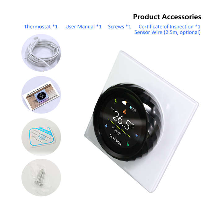 White - BECA 5A WiFi Smart Knob Thermostat Waterlgas Boiler Touch Screen App Voice Control with Alex