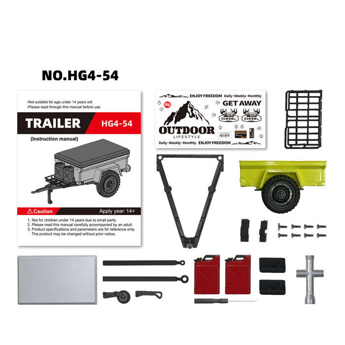 Green - HG TRASPED HG4-54 Trailer Accessories for SUZUKI JIMNY HG4-53 1/16 RC Cars Vehicles Models P