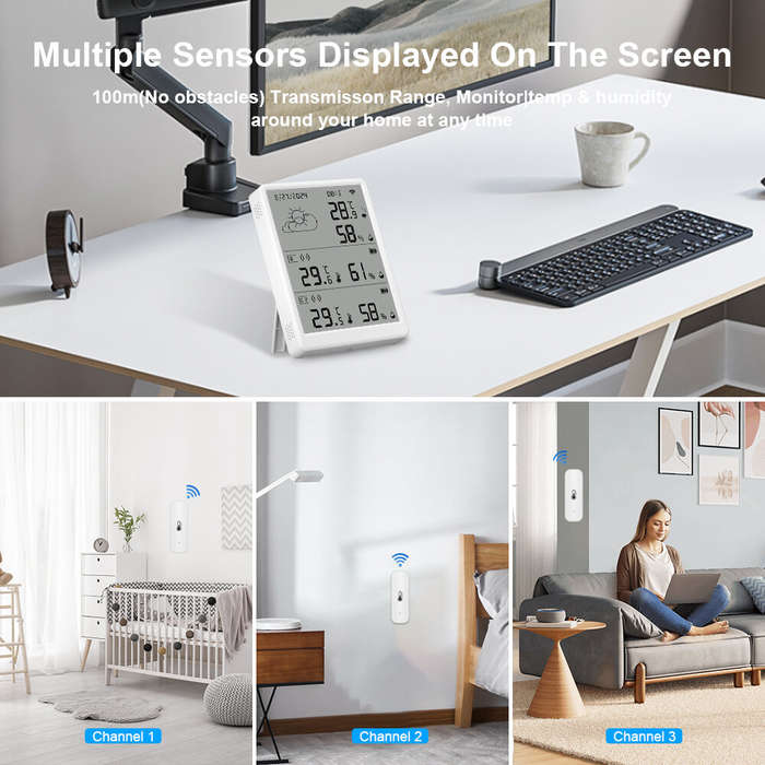 Kit - Tuya WiFi+RF433 Temperature & Humidity Sensor Sets Screen Display Monitor Main Sub devices Kit