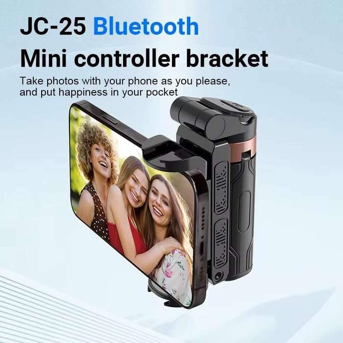 Black - JC25 Portable Mini Phone Holder Four-foot Selfie Stick bluetooth Remote Control for Phone Vl