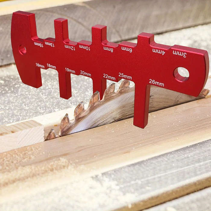 Red - Aluminum Router Depth Gauge Tool 3-26mm Height Measuring Device Woodworking Table Saw Setup Cu