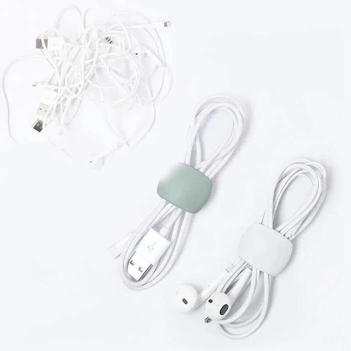 White - 4Pcs/Pack Cable Winder Cable Organizer Clips Mouse Wire Headphone Holder USB Charger Holder