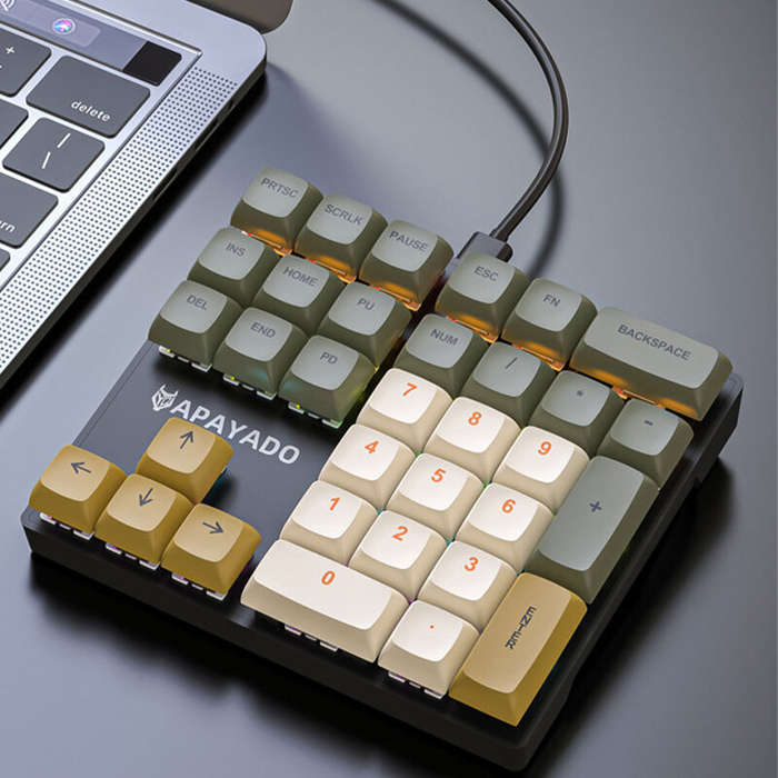 Red - Mechzone K33 33-Keys Wired Mechanical Keypad Mini RGB Numeric Keyboards PBT Sublimation Keycap