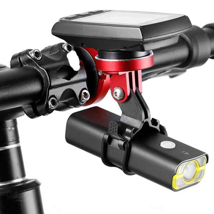 Red - Aluminum Bicycle Mount Holder Multifunctional Firm Front Bike Holder for Bike Computer Light