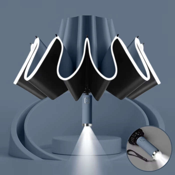 Cyan green - Automatic Folding Reverse Sun Umbrella Upgraded Windproof Design with Reflective Strip