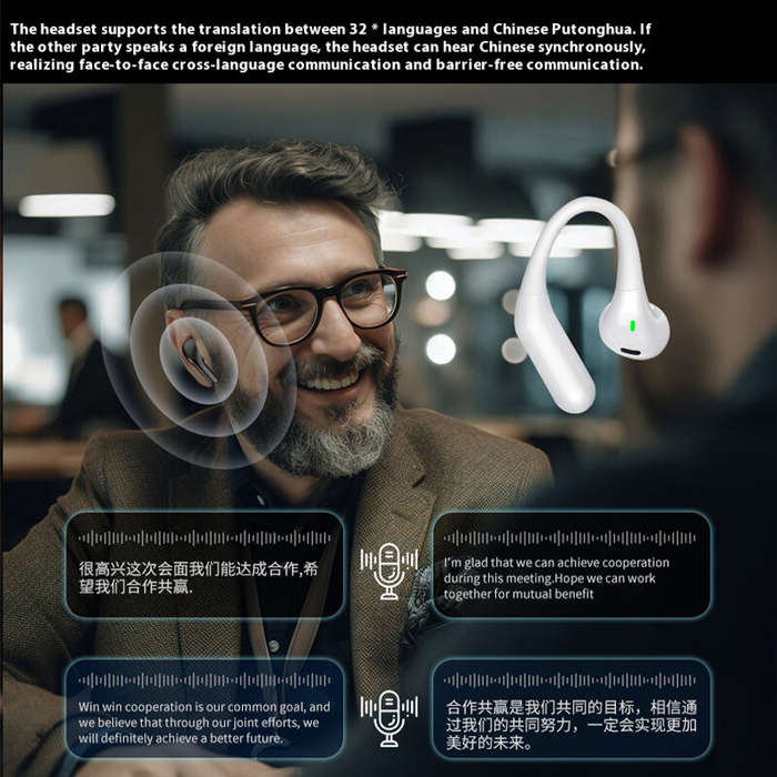 White - AIR6 Smart AI Translation Earbuds Wireless bluetooth Earphone 360 Panoramic Sound AAC Audio