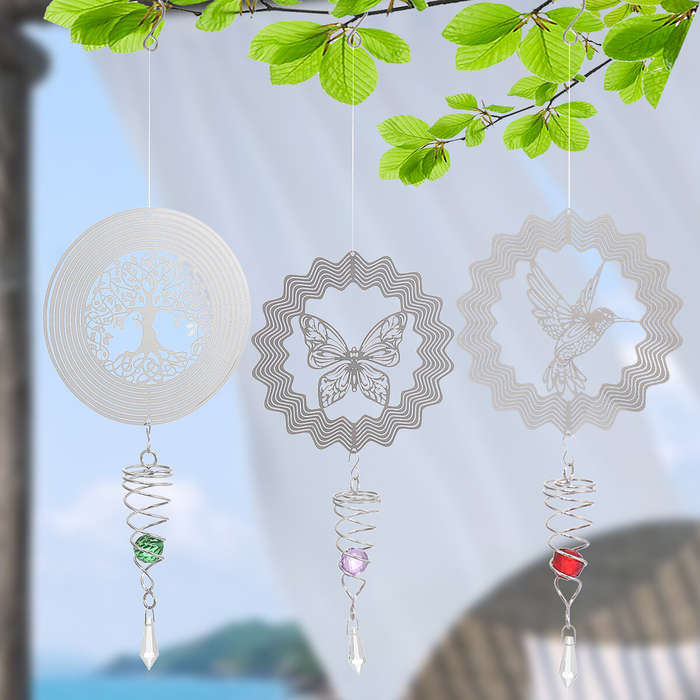 Bird - 3D Metal Wind Spinner Stainless Steel Rotating Metal Chimes Animal Pattern Stereo Wind Chime
