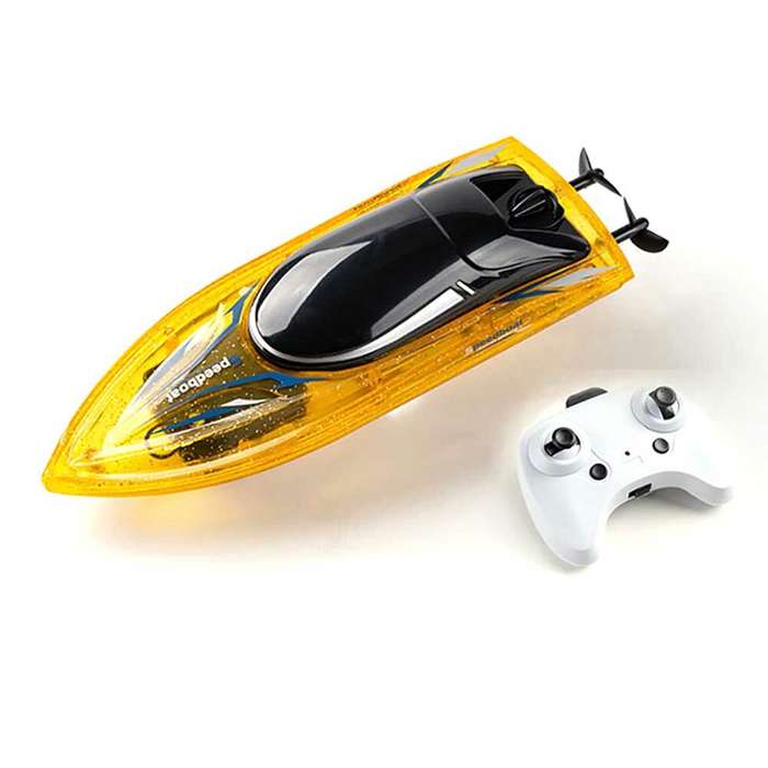 Yellow - JJRC S13 RTR 2.4G RC Boat LED Light Capsized Reset High Speed Racing Waterproof Ship Vehicl
