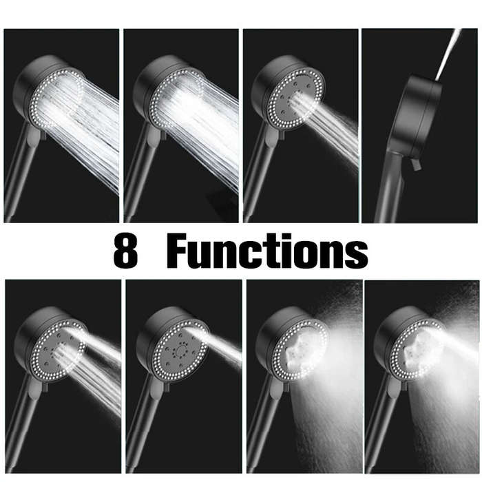 High Pressure 8 Modes Boosted Shower Head Portable Rainfall Hoses Bathroom Bracket Bathroom Sets
