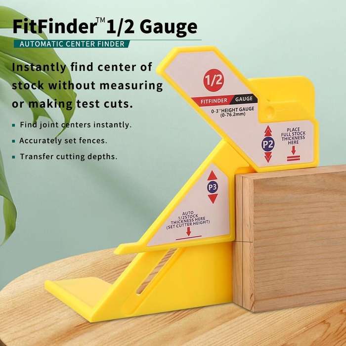 Yellow - Woodworking Center Marking Fitfinder 1/2 Gauge Automatic Center finder and Depth Gauge