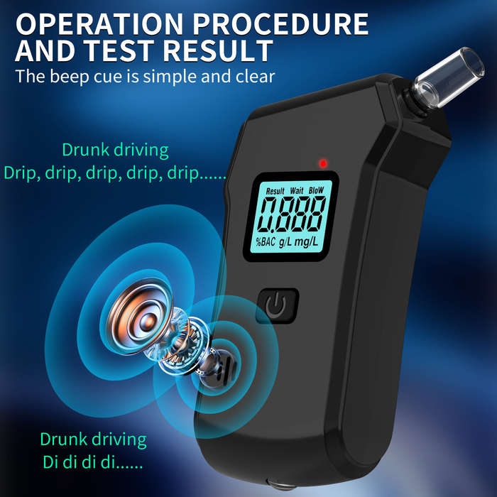 Black - Breathalyzer, Professional-Grade Accuracy Alcohol Tester with USB Rechargeable, Portable Bre