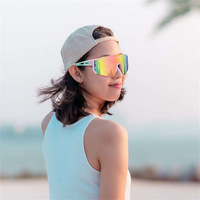 Blue - SCVCN Sports HD Cycling Sunglasses for Men Women UV400 Outdoor Colorful Glasses Windproof San