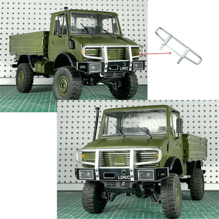 Black - LDR/C LDP06 1/12 Unimog 435 RC Car Upgraded Metal Front Upper Bumper Protector LP0004 Vehicl