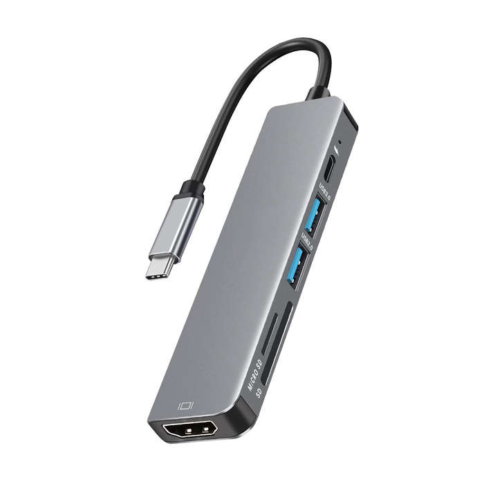 Bakeey 6-in-1 USB-C Hub Adapter HDMI 4K@30Hz USB3.0 USB-C Docking Station 100W PD Charging SD Reader
