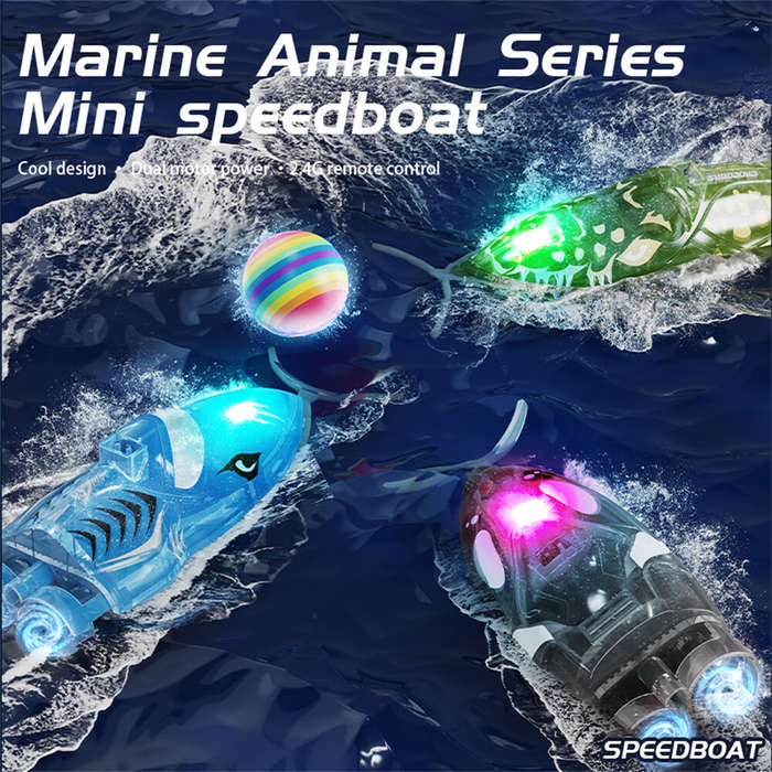 Green - JJRC S21 RTR 2.4G Mini RC Boat Stunt Roll Marine Animal Series Speedboat 360 Rotation LED Li