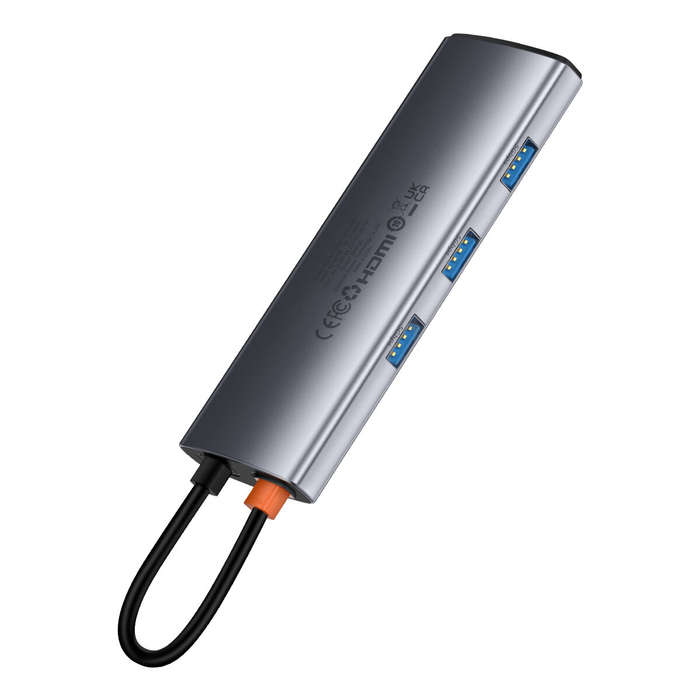 Grey - Baseus 7-in-1 Type-C Docking Station with USB3.0*3 / PD100W Type-C / 4K@60Hz HD / SD&TF Card