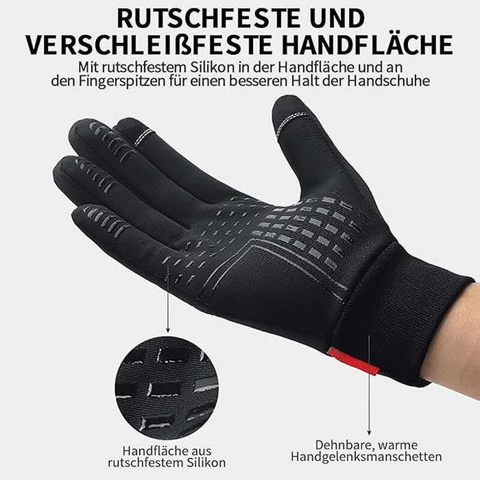 XL - Xanes Winter Warm Bike Gloves Men Women Anti Slip Touch Screen Gloves Cold Weather Gloves Windp