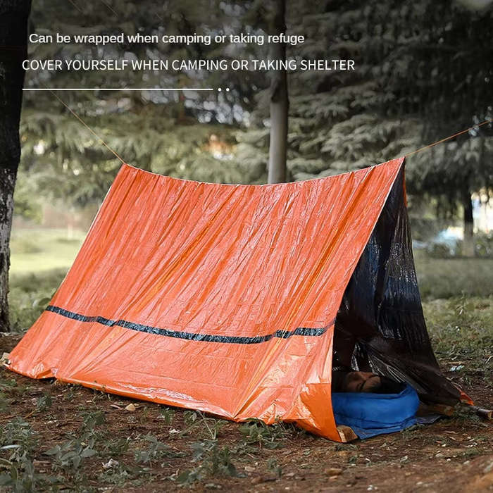 Orange - Portable Outdoor Disaster Relief Tent Camping Temporary Simple Sleeping Bag Warm First Aid