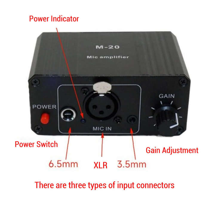 3.5mm audio cable - High Gain 48V Microphone Preamp Low Noise XLR Output Balanced Amplifier Compact