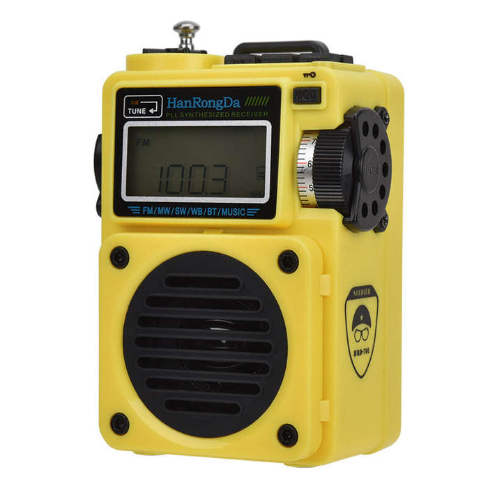 Khaki - HanRongDa HRD-701 Pocket Radio Portable Digital Radio FM MW SW WB 96 Stations TF Card MP3 Pl