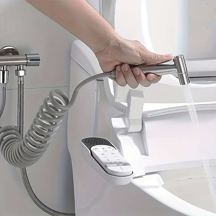 Silver - Handheld Bidet Sprayer Set 304 Stainless Steel Sprayer Shower Toilet Bidet Faucet Nozzle Se