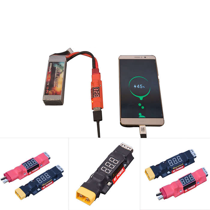 XT60 - Mayatech 3 in 1 Lipo Battery Discharge Tester USB Discharge Indicator 2S-6S 5V Step-Down Modu