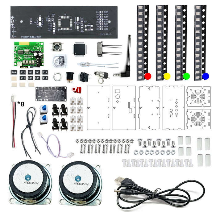 parts+power supply - DIY bluetooth APP Speaker Kit with Colorful Spectrum Stereo Sound Adjustable Li