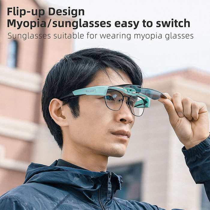 Black - WEST BIKING Flip Up Polarized Cycling Glasses Lightweight HD Sunglasses Fit Over Myopia Bike