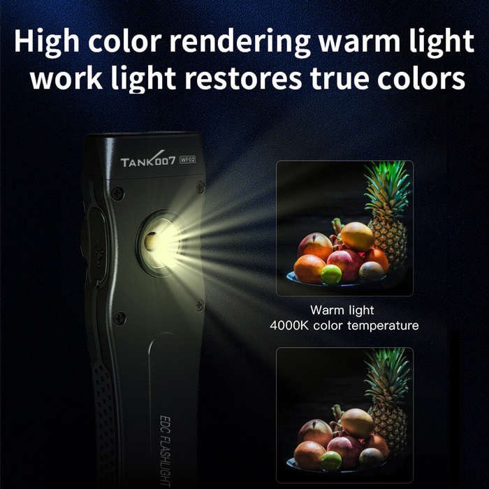 Black - TANK007 Slim Dual Color Strong Light LED Flashlight Rechargeable Rechargeable Mini Portable